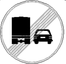 3.26 Sfârșitul zonei de interzicere a depășirii pentru autocamioane