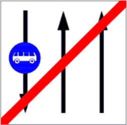 5.44 Sfârșitul drumului cu bandă rezervată vehiculelor de rută
