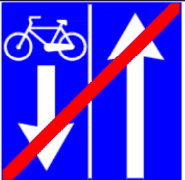 5.44.2 Sfârșitul drumului cu bandă rezervată bicicliștilor