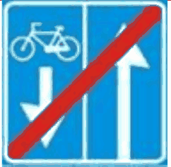 5.44.2 Sfârșitul drumului cu bandă rezervată bicicliștilor